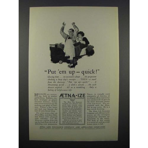 1925 Aetna Life Insurance Ad - Put 'Em Up Quick
