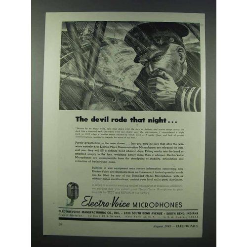 1943 Electro-Voice Microphones Ad - Devil Rode Night
