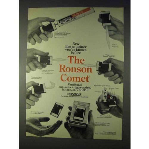 1969 Ronson Comet Cigarette Lighter Ad!