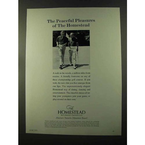 1973 The Homestead Resort Ad - Peaceful Pleasures