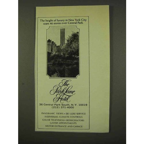 1973 The Park Lane Hotel Ad - Height of Luxury