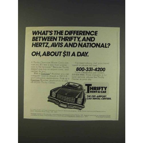 1977 Thrifty Rent-a-Car Ad - What's The Difference
