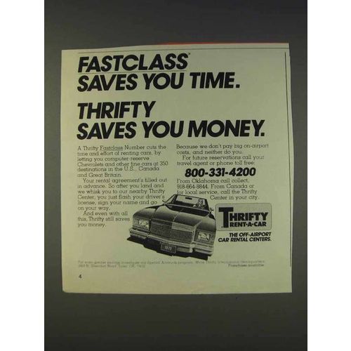 1977 Thrifty Rent-a-Car Ad - Fastclass Saves You Time