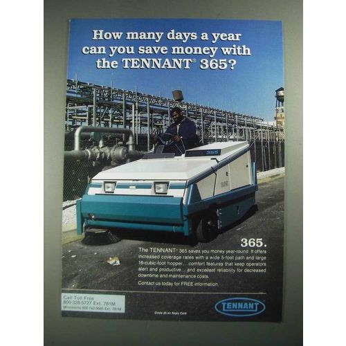 1987 Tennant 365 Sweeper Ad - How Many Days a Year Can You Save