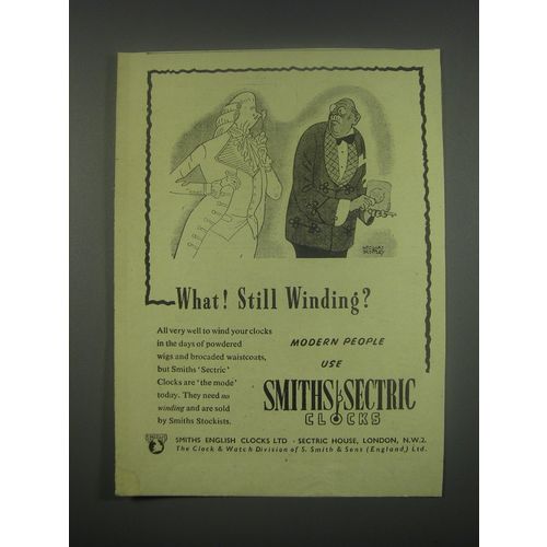 1949 Smiths Sectric Clocks Ad - What! Still winding?