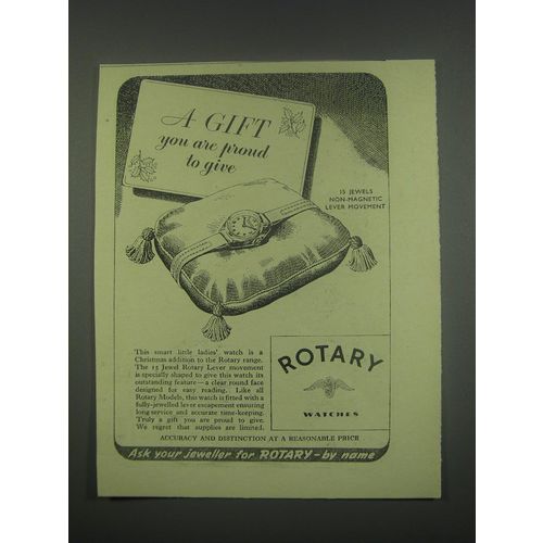 1949 Rotary Watches Ad - A gift you are proud to give