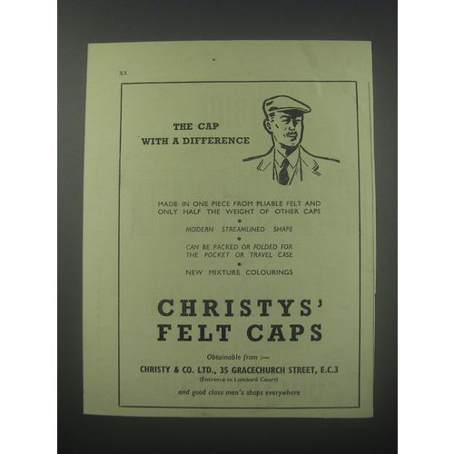 1954 Christys' Felt Caps Ad - The cap with a difference
