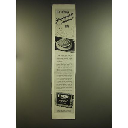 1939 Florida Citrus Commission Ad - It's always grapefruit season now