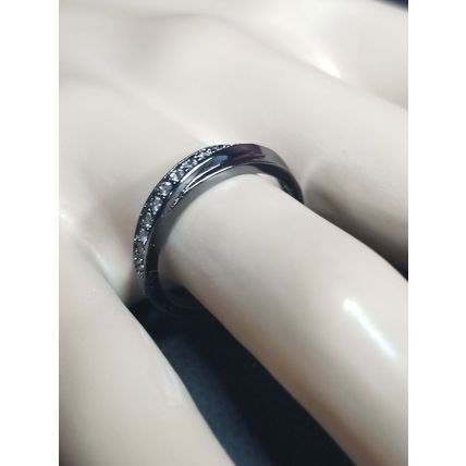 Dahlia Wedding Band AAA Stellux CZ & Black Gold