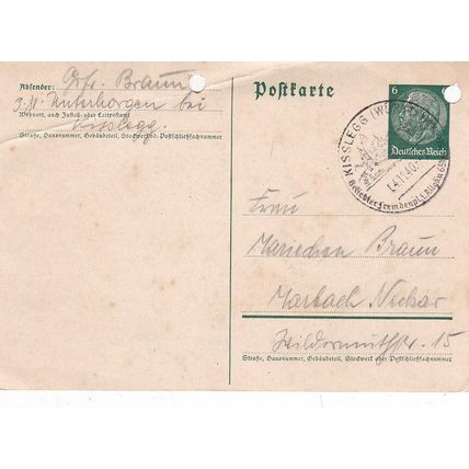 Germany 1940 6pfg Postcard Kisslegg special cancel written corner crease