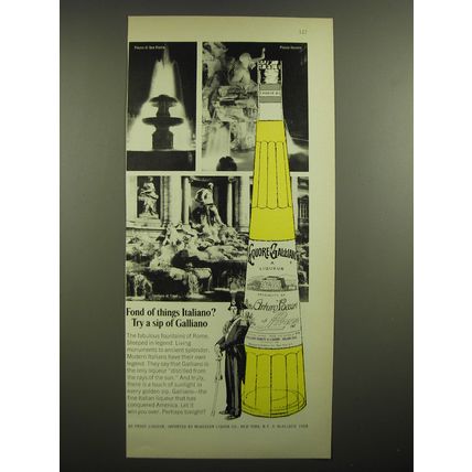 1968 Galliano Liqueur Ad - Fond of things Italiano? Try a sip of Galliano