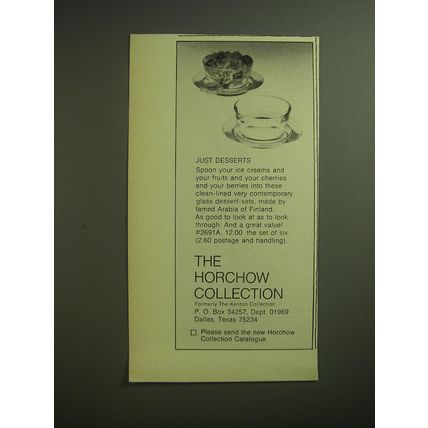 1974 The Horchow Collection Arabia of Finland Glass Dessert-sets Advertisement