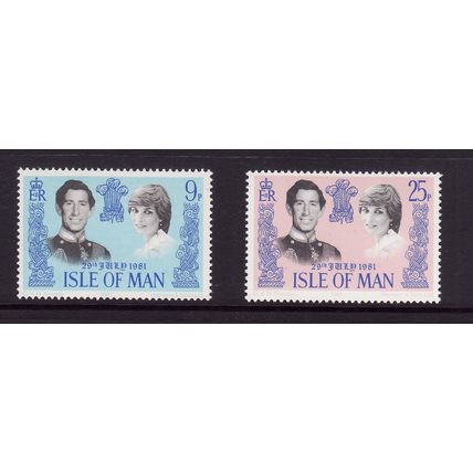 ISLE OF MAN 1981 ROYAL WEDDING SG 202 / 203 SET 2 VALS U/M MINT