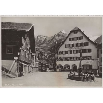 Children Gathered at Kurhaus Wassen Switzerland Camping Postcard