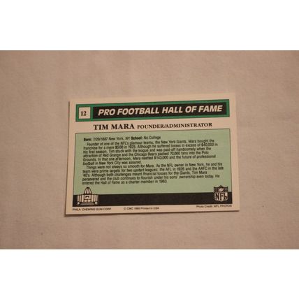 Tim Mara 1990 Swell Pro Football Hall of Fame NO. 12