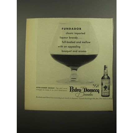 1956 Pedro Domecq Fundador Brandy Ad - Fundador classic imported liqueur brandy