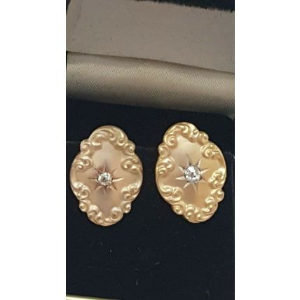 Antique Victorian 14K Gold .25cts Old European Cut VS Diamonds Studs Earrings