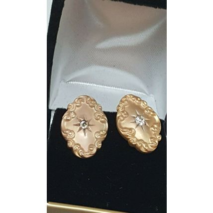 Antique Victorian 14K Gold .25cts Old European Cut VS Diamonds Studs Earrings