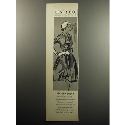 1957 Best & Co. Grobe Dress Advertisement - Silk Faille Step-in