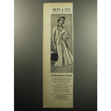1957 Best & Co. Grobe Dress Advertisement - Our new measure of spring