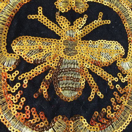 Royal Bee Sequin Sew On Patch Large Gold Velvet Black 25cm x 18cm Motif P017
