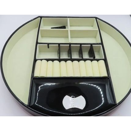 Round Black & White Jewellery Box with White Bow & Handles 43 CM Gift Storage