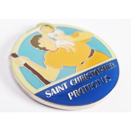 Saint Christopher PROTECT US Chrome Metal Emblem Badge