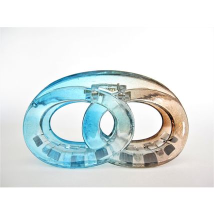 Clear transparent blue and brown infinity knot hair claw clip