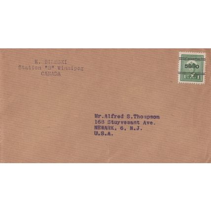 ZAYIX Canada Cover 1c George VI war issue precancel Station "B" Winnipeg