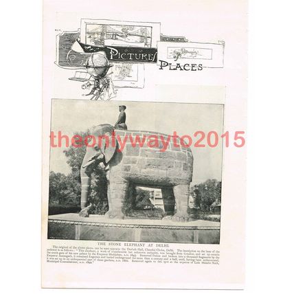 Stone Elephant at Delhi, India, Book Illustration (Print), 1895