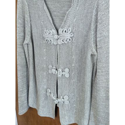 Coldwater Creek Silver Gray Metallic Boho Knit Cardigan Large (14/16)