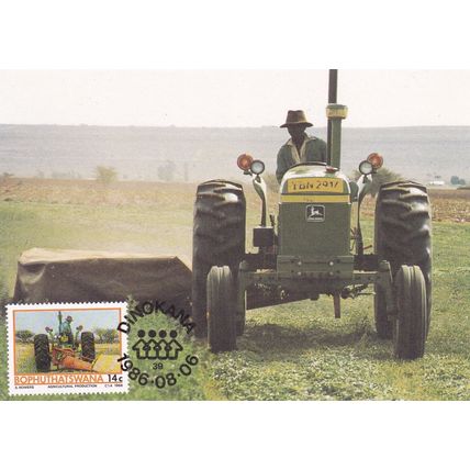 Bophuthatswana 1986 Farmer Using Tractor 14c Maxi Card FDI Special cancel VGC