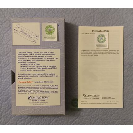 REMINGTON SOUNDMATE PERSONAL SAFETY SIREN NOS w VHS VIDEOTAPE