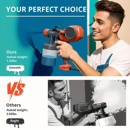 Tilswall HVLP Electric Paint Sprayer – Alien 500 Spray Gun with 4 Nozzles & 3
