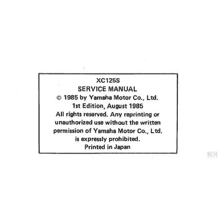 YAMAHA XC125 SERVICE MANUAL 1985 SCOOTER 175 PAGES IN ENGLISH