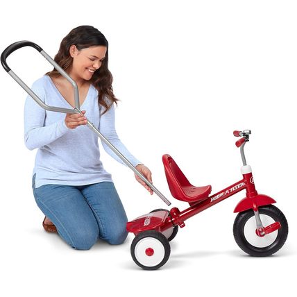 Radio Flyer Deluxe Steer & Stroll Kids Tricycle, Toddler Trike for Ages 2-5, Red