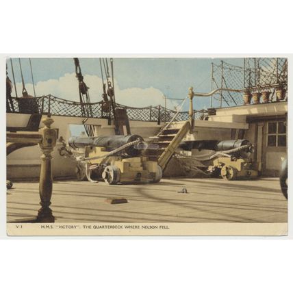 HMS VICTORY Quarterdeck where Nelson fell mid-late 20th C. RPPC HARVEY BARTON V1