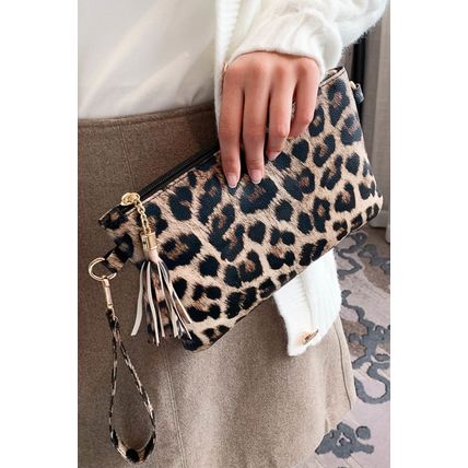 Chestnut Leopard Print Wrist Strap Zipped Wallet