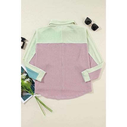 Phalaenopsis Color Block Corded Buttoned Oversized Shacket