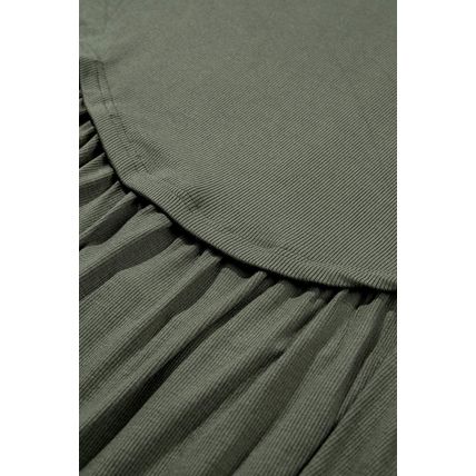 Mist Green Plus Size Thermal Knitted Babydoll Flare Top