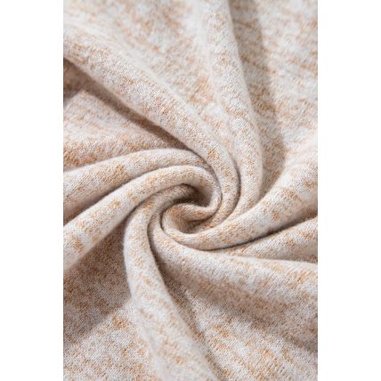 Apricot Drawstring Cowl High Neck Long Sleeve Split Top