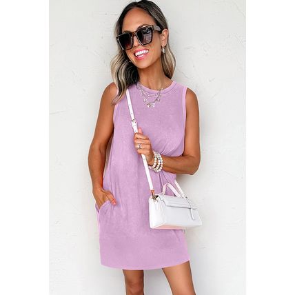 Phalaenopsis Mineral Wash Tank Mini Dress with Pockets