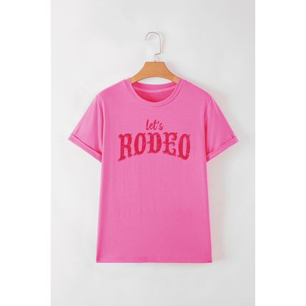 Rose Red Lets Rodeo Crew Neck Graphic Tee