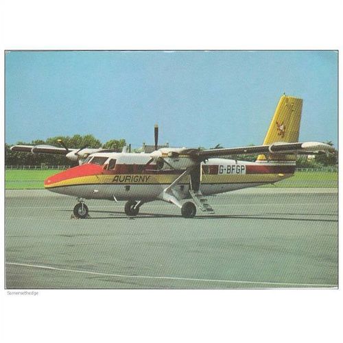 Aurigny Air Service De Havilland DHC 6 300 Twin Otter Aircraft Postcard (A14275)