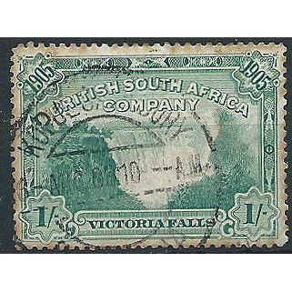 Rhodesia 1905 SG97 1/- Blue-Green Victoria Falls slight toning G/Fine Used .. ..