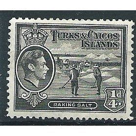 Turks & Caicos Islands 1938 SG194 1/4d Black Mounted Mint .. .