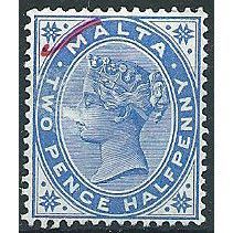 Malta 1890 SG25 2 1/2d Bright Blue A/F Mounted Mint ... .