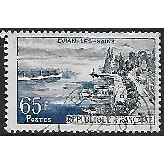 Mi 1166: 65 Fr. black-blue/Prussian blue Defin.: Landscapes: Evian-les-Bains.