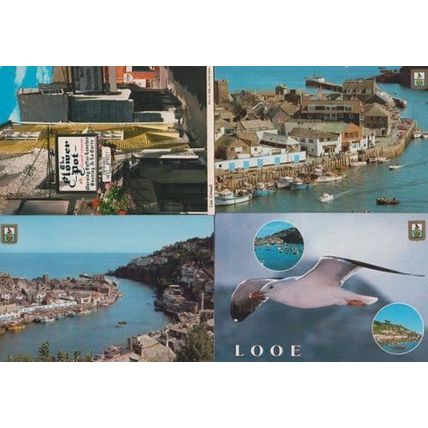 Looe Flower Pot Bird Fishing Trawlers 4x Mint Postcard s