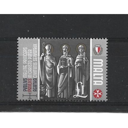 Malta.SG348 £1 Patron Saints.Mounted Mint.May25b